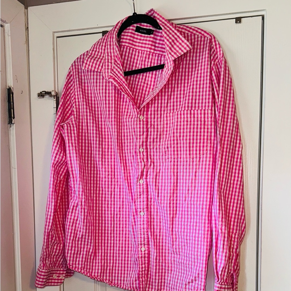 Women's Pink Gingham Button Down Shirt